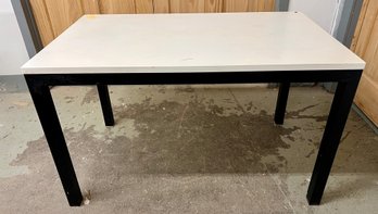 Crate And Barrel Parsons Table With Black Metal Base And White Top