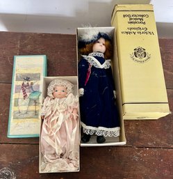 Two Porcelain Dolls, One Musical, In Original Boxes