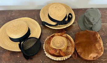 Collection Of Six Hats In Various Styles And Materials