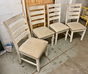 Four Whitewashed  Ladderback Chairs From Ashley Furniture