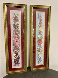 Pair Of Narrow Framed Floral Art Prints