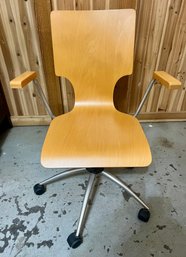 Rolling Blonde Wood Task Chair