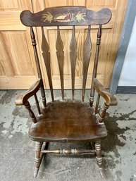 Vintage Rocking Chair With Barn Design On Headrest