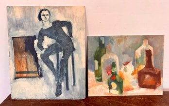 Two Unframed Paintings On Board