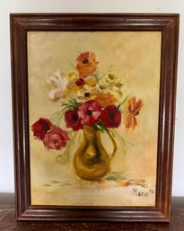 Signed And Framed Floral Painting