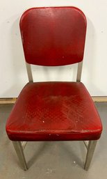 Vintage Aluminum 'Crestline' Chair With Red Vinyl Upholstery