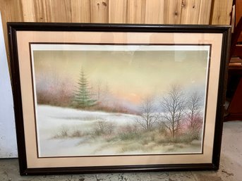 Signed Winter Landscape Print  'Evening Mist' By Arnold Alaniz