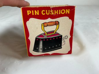 Old Fashioned Steam Iron Pin Cushion With Tape Measure