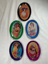 5 Vintage Coca-Cola And Pepsi-Cola Oval Tip Trays