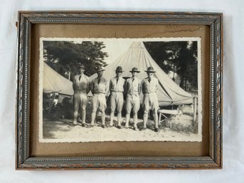 Vintage Photograph Of United States Soldiers At A Military Camp - 7 In X 9 In