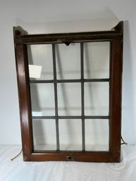 Antique Wooden Window Featuring Leaded Light Panels - 2 In X 24 In X 30.5 ( Window) X 32.5 (edge Of Molding)