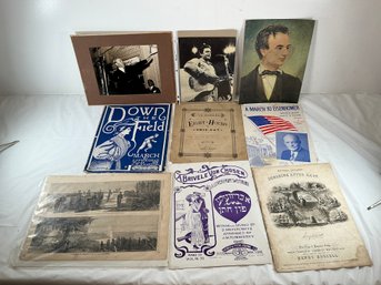 Vintage Sheet Music And Historical Photographs Lot Of 10