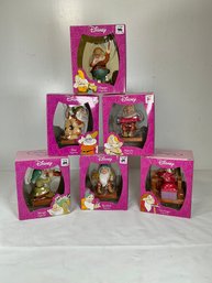 Six Vintage Disney Snow White And The Seven Dwarfs Figurines - Happy, Sleepy, Doc, Sneezy, Bashful, Grumpy