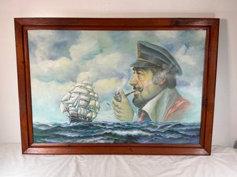 Vintage Painting On Canvas Maritime Artwork Signed By Artist 28 In X 40 In