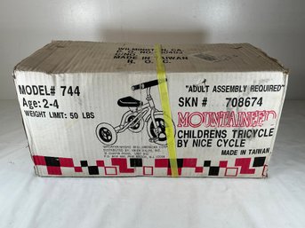Mountaineer Children's Tricycle (Model #744) By Nice Cycle In Box