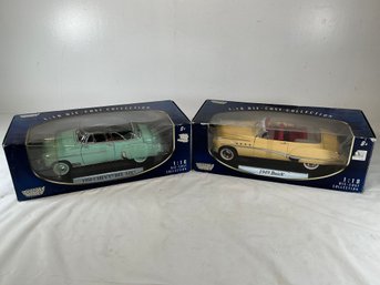 Die-cast Model Cars - 1950 Chevy Bel Air (light Green) And 1949 Buick Roadmaster Convertible (yellow)