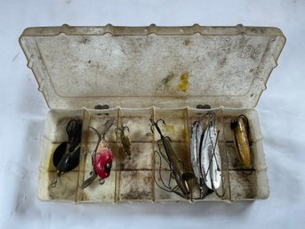Vintage Fishing Lures, Including Red-headed Heddon Crazy Crawler And Johnson Silver Minnow