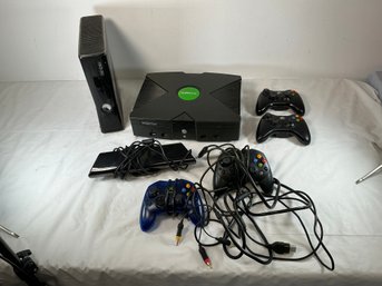 XBOX Console And Two Corded Controllers, XBOX 360 Console And Two Wireless Controllers, Kinect With Cord