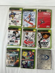 9 XBOX Games Including NCAA 06, Halo 2 Limited Edition, NHL 06, 2K6, MVP 2005, Need For Speed Underground, Etc