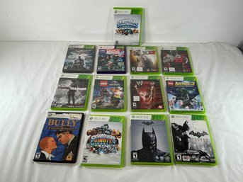 13 XBOX Games Including Batman, W'12, Lego Jurassic World, Tomb Rader, Skylnders Giants, Etc