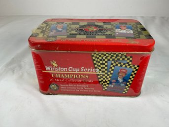 1994 Winston Cup 25th Anniversary Collector Tin Featuring 10 Embossed Metal Trading Cards Of NASCAR Champions