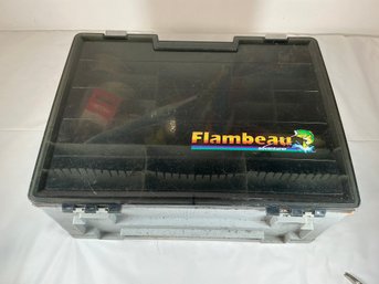 Flambeau Outdoors Fishing Tackle Box Filled With Tackle, Lures Etc
