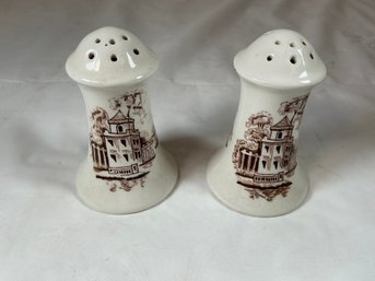 Antique Red Transferware Salt & Pepper Johnson Brothers 'Old Britain Castles', Made In England