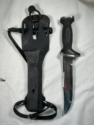 Vintage Sun Fish Diving Knife With Its Original Sheath And Leg Straps