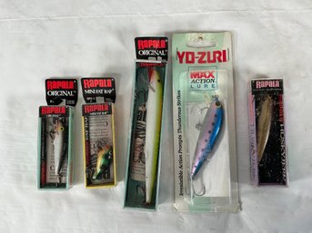 5 Assorted Fishing Lures From Brands Including Rapala And Yo-Zuri.