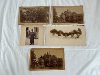 5 Antique Photographs - Church, Men And Women