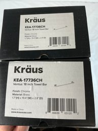 Two Kraus Ventus 18 In Towel Bars, Chrome, In Original Boxes