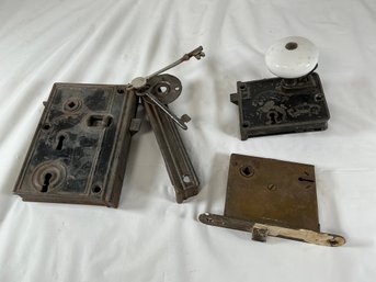 Vintage Cast Iron Mortise Or Rim Locks