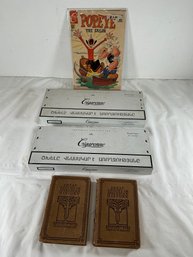 Vintage Popeye Comic, 2 Cigaronne Boxes, And 2 Great Epochs In History Books