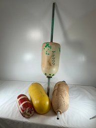 Four Vintage Nautical Floats, For Lobster Or Crab Pots