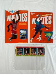 Two Vintage 1989/1990 Michael Jordan Wheaties Cereal Box Magazines, 4 McDonald's Michael Jordan Cards