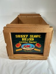 Vintage Wood Crate Label For 'Sunny Slope Brand' Carolina Peaches - 10 In X 12 In X 20 In