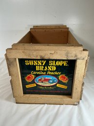 Vintage Wood Crate Label For 'Sunny Slope Brand' Carolina Peaches - 10 In X 12 In X 20 In