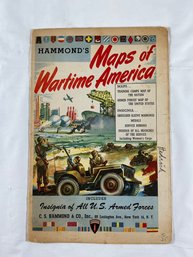 Vintage Hammond's Maps Of Wartime America Publication Featuring Illustrated WWII-era Military Scenes And Maps