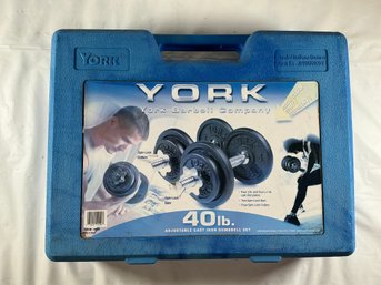 York Barbell Company 40 Lb. Adjustable Cast Iron Dumbbell Set