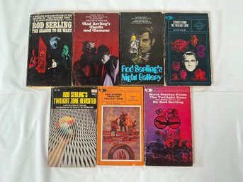 7 Vintage Rod Serling Paperback Books, Including Titles From The Twilight Zone And Night Gallery