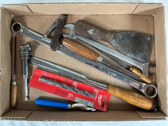 Assorted Vintage Tool Lot Includes A Craftsman Wrench, Files, Hammers, And Tin Snips