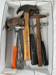 Lot Of 6 Various Types Of Claw And Pein Hammers And 1 Metal Maillot
