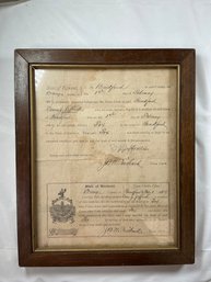 Bounty Certificate From 1887 For The Town Of Bradford, Vermont