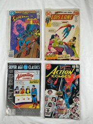 Four Vintage DC Comics Titles, Including World's Finest, Lois Lane, And Action Comics