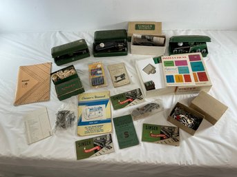 Large Collection Of Vintage Singer Sewing Machine Parts And Accessories