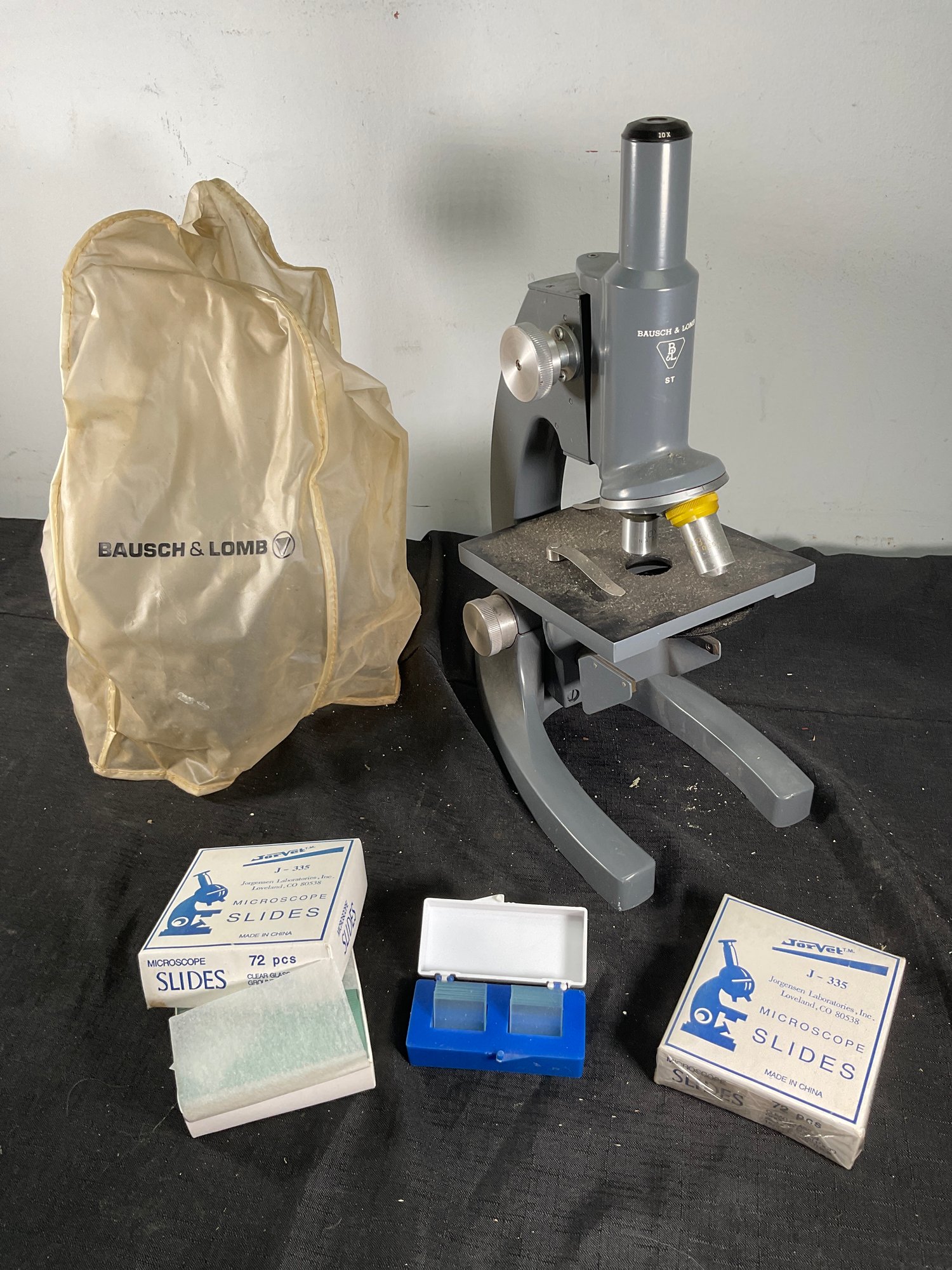 Bausxh & Lomb Microscope With Two Boxes Microscope Slides And One Box ...