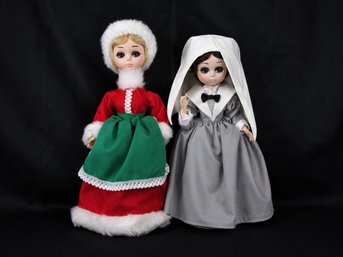 Darlin's Of The Month Dolls Miss January & Miss November Porcelain Doll Pair 9'