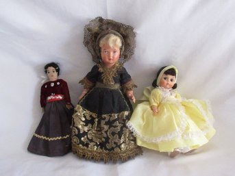 Lot Of 3 Vintage European Souvenir International Costume Dolls