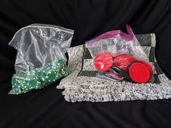 Outdoor Checkers Game With Cloth Board & $2 Poker Chips Game Set