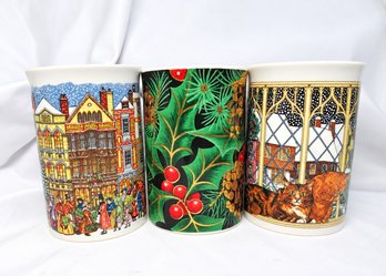 Set Of 3 Dunoon Christmas Fine Stoneware Mugs – Sue Scullard & Caroline Bessey England